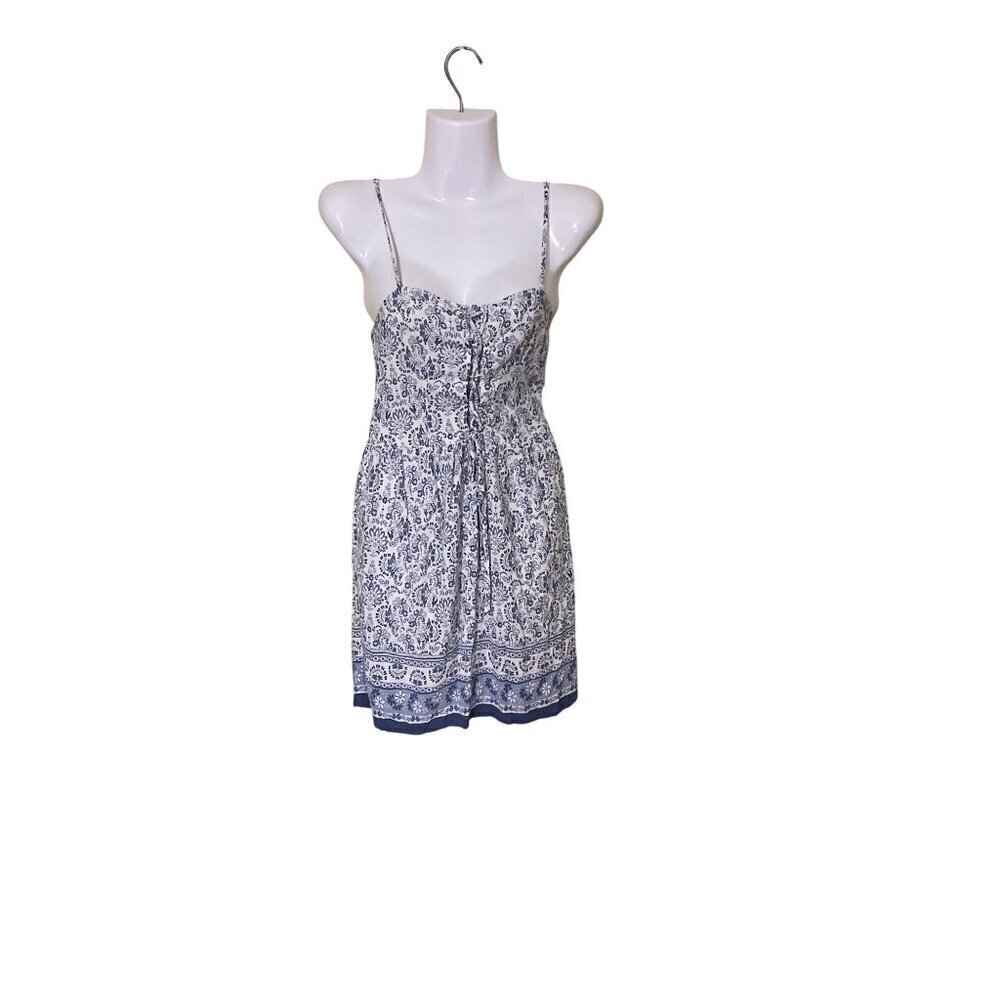 Hollister Babydoll Dress Small   Blue & White‎ Floral Summer Coquette Feminine
